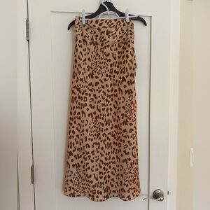Free People High Waisted Leopard Maxi Skirt
